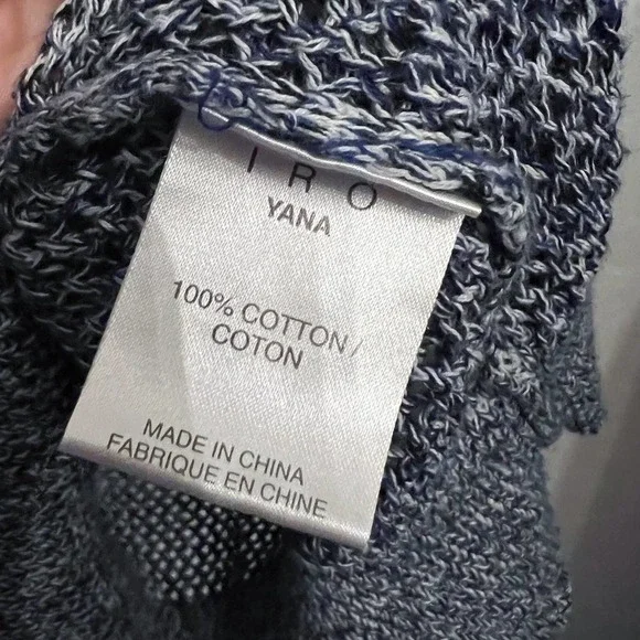 IRO Yana Distressed Open Knit Sweater Medium Blue Pullover Cotton - Picture 7 of 8